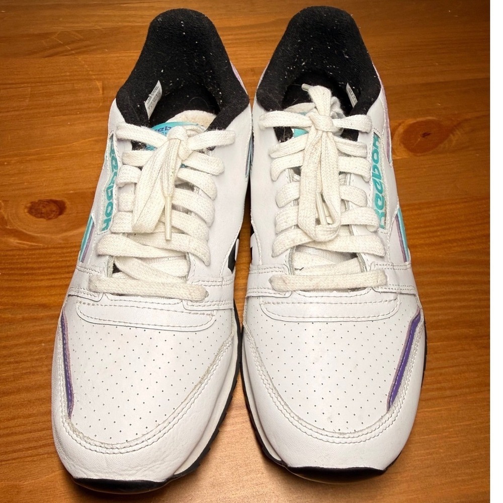 Reebok Classic Leather Ripple White Teal Purple Mens 7 Womens 9 Sneakers EG5247 - Picture 3 of 8